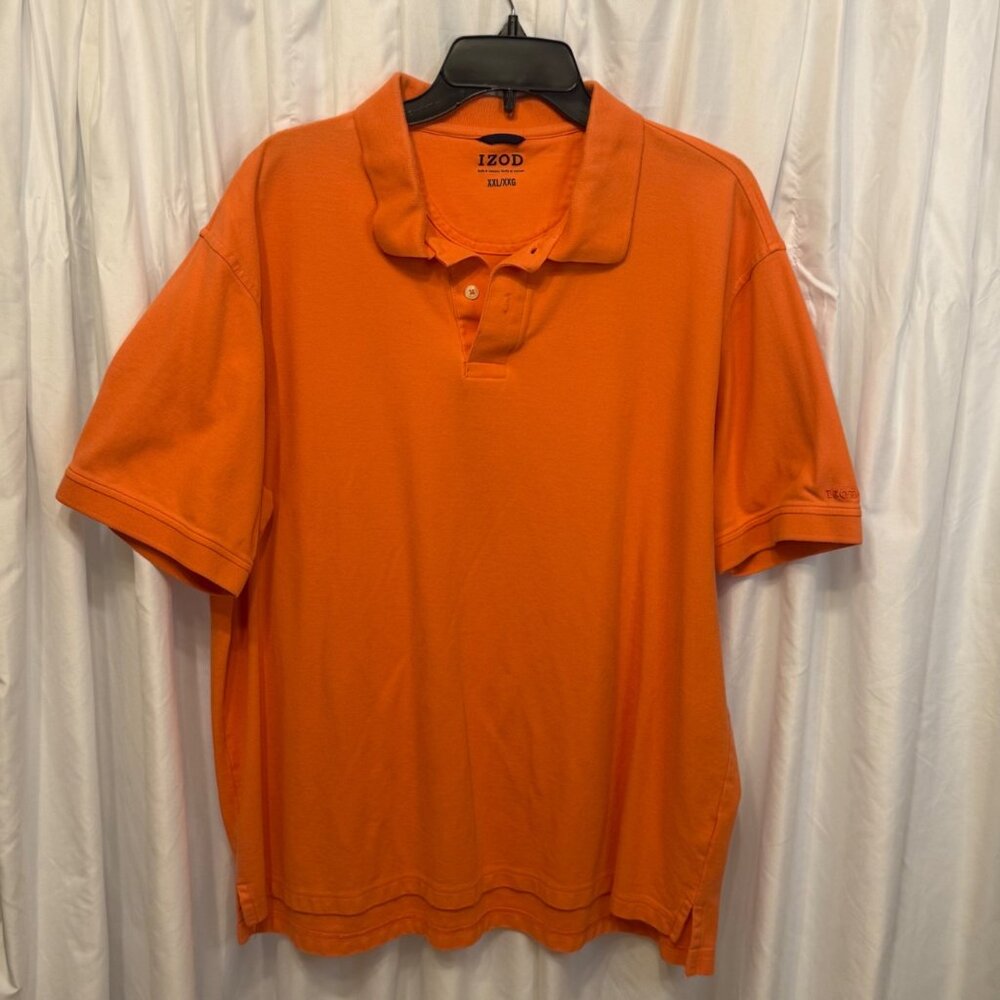 Izod Mens Orange Polo Shirt Size XXL Short Sleeve Cotton Blend